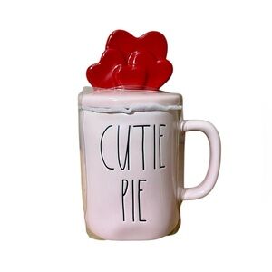 Rae Dunn Valentines “Cutie Pie” Mug with Hearts Topper
